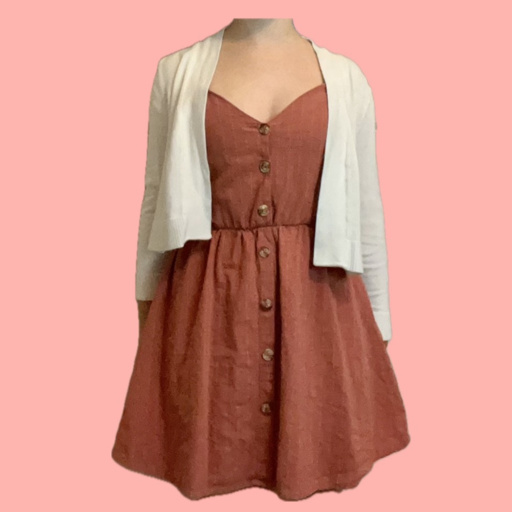 Red front-button dress